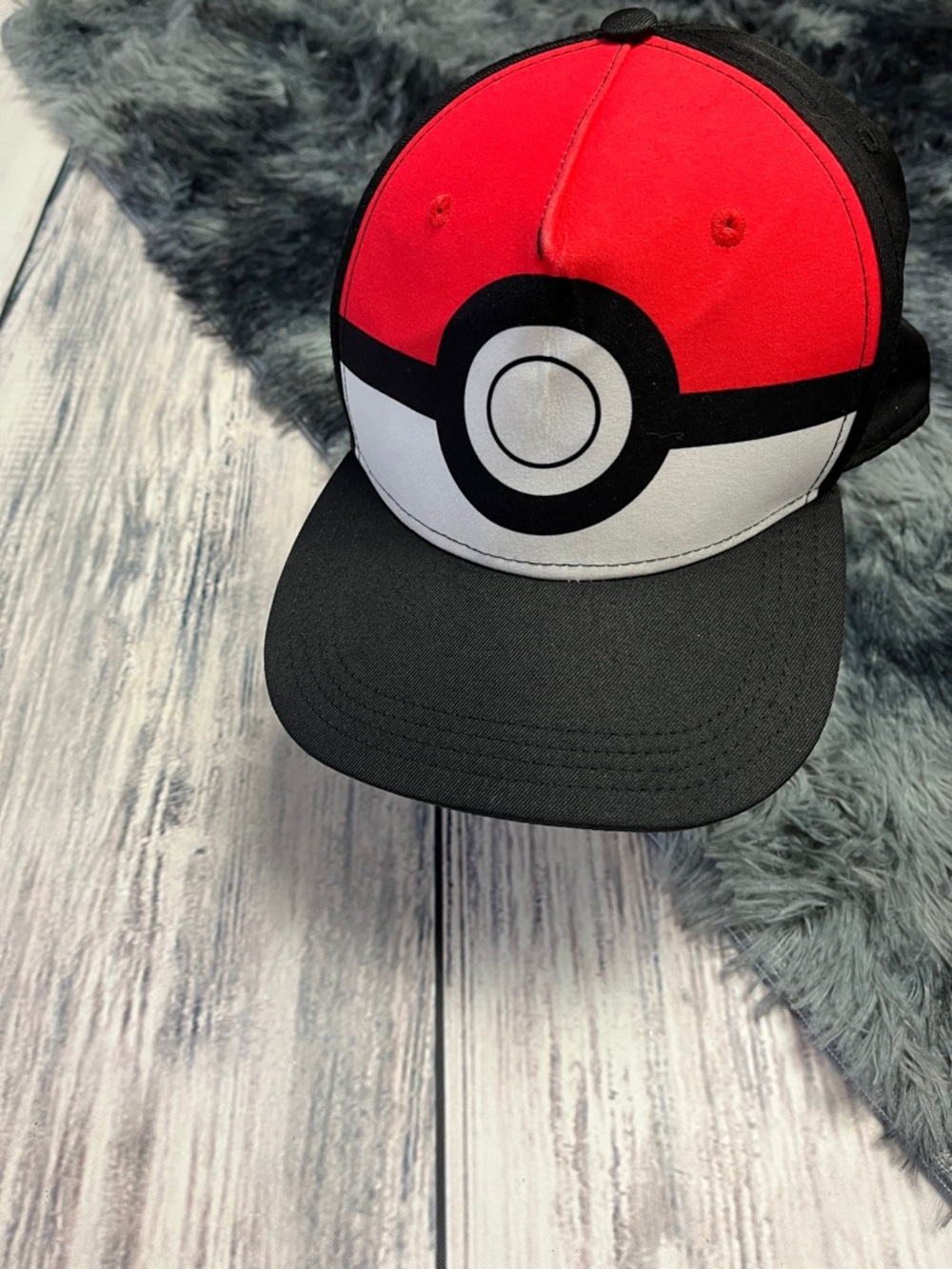 Pokeball Graphic Snapback Hat - Red, White, Black